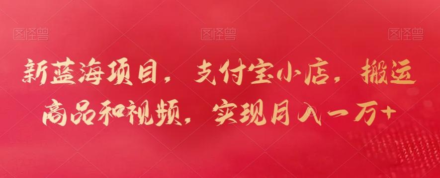 新蓝海项目，支付宝小店，搬运商品和视频，实现月入一万+【揭秘】-AI网创