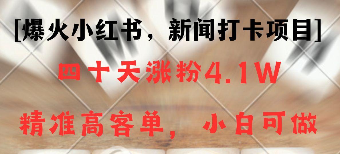 新闻打卡项目，小红书40天涨粉4.1w，高客单精准粉，变现能力超强-AI网创