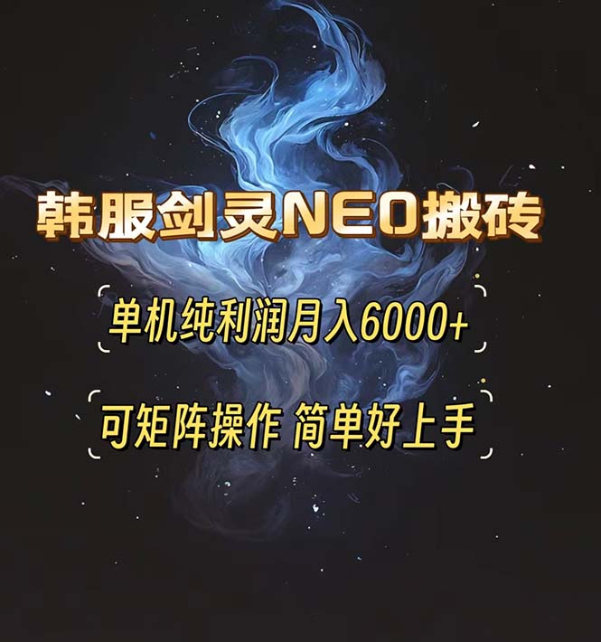 韩服剑灵NEO搬砖攻略，单机纯利润月入6000+ 可矩阵操作，简单好上手。-AI网创