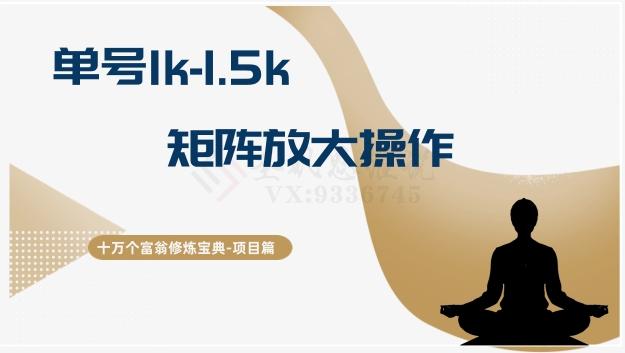 十万个富翁修炼宝典15.单号1k-1.5k，矩阵放大操作-AI网创