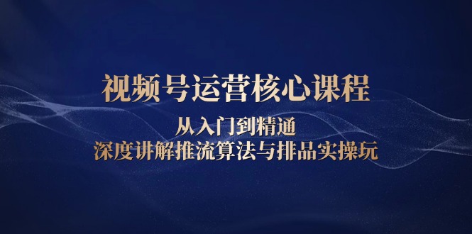 视频号运营核心课程，从入门到精通，深度讲解推流算法与排品实操玩-AI网创