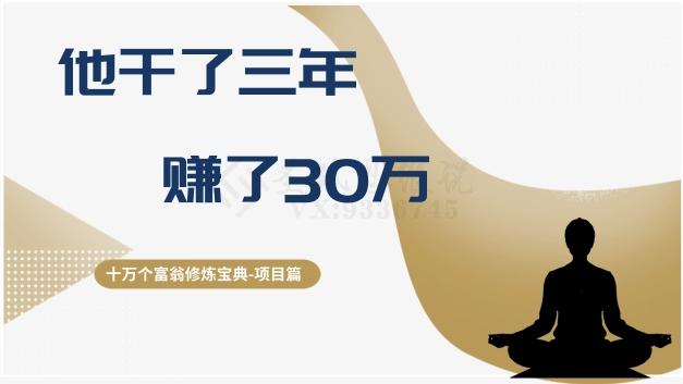 十万个富翁修炼宝典之2.他干了3年，赚了30万-AI网创