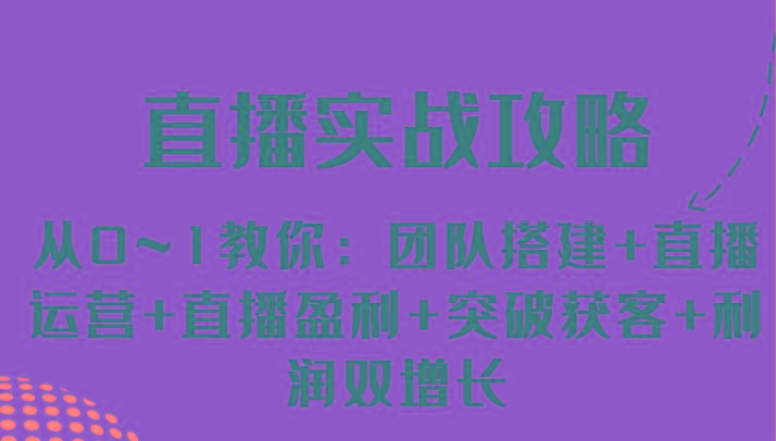 直播实战攻略 从0~1教你：团队搭建+直播运营+直播盈利+突破获客+利润双增长-AI网创