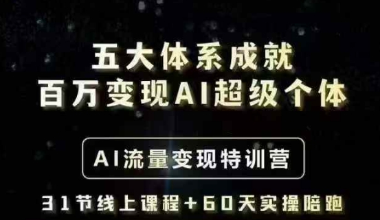 五大体系成就百万变现AI超级个体- AI流量变现特训营，一步一步教你一个人怎么年入百W-AI网创