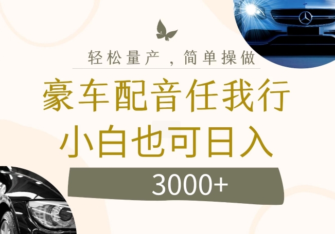 不为人知的暴力小项目，豪车配音，日入几张【揭秘】-AI网创