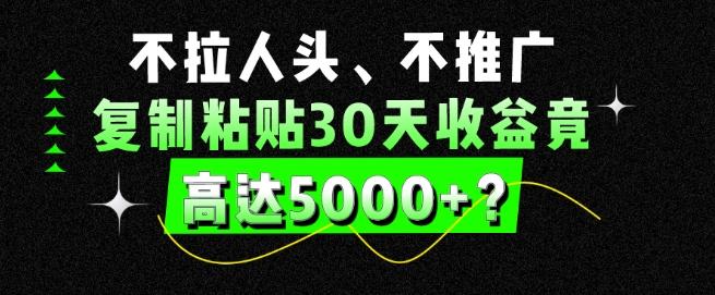 不拉人头、不推广，复制粘贴30天收益竟高达5000+？-AI网创