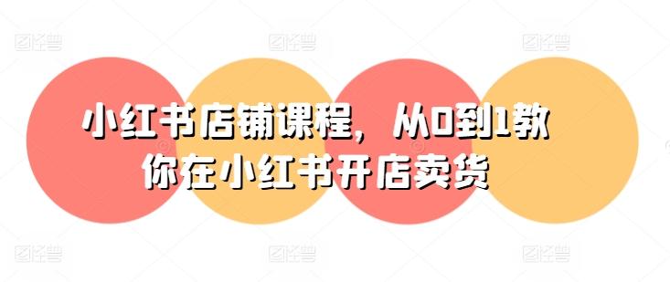 小红书店铺课程，从0到1教你在小红书开店卖货-AI网创