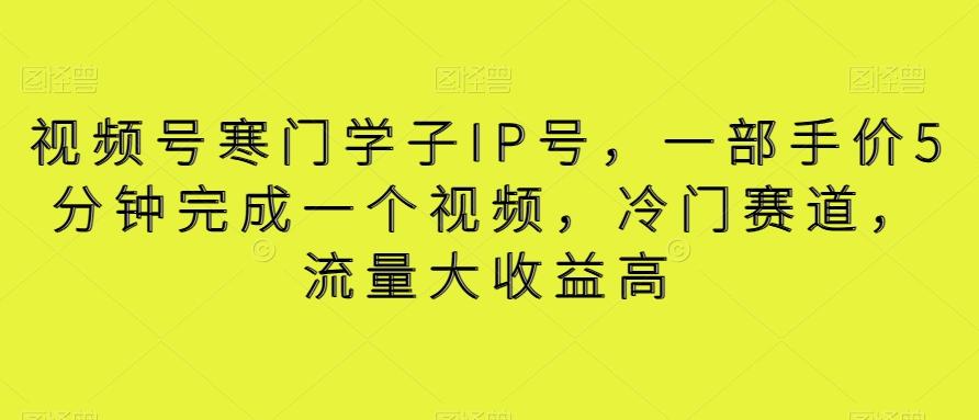 视频号寒门学子IP号，一部手价5分钟完成一个视频，冷门赛道，流量大收益高【揭秘】-AI网创