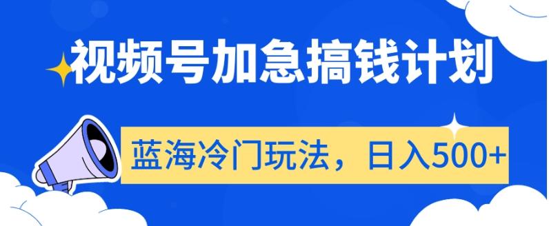 视频号加急搞钱计划，蓝海冷门玩法，日入500+【揭秘】-AI网创