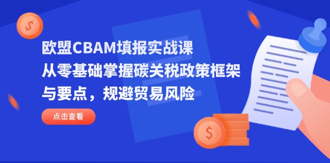 欧盟CBAM填报实战课，从零基础掌握碳关税政策框架与要点，规避贸易风险-AI网创