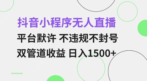 抖音小程序无人直播 平台默许 不违规不封号 双管道收益 日入多张 小白也能轻松操作【仅揭秘】-AI网创