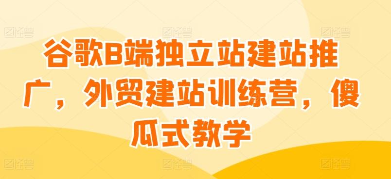 谷歌B端独立站建站推广，外贸建站训练营，傻瓜式教学-AI网创