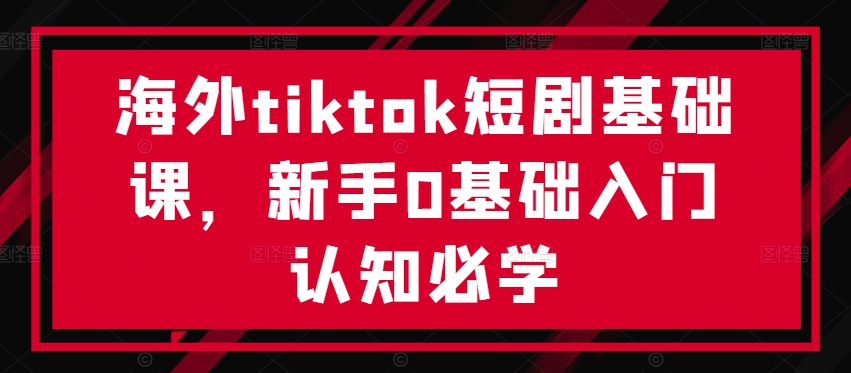 海外tiktok短剧基础课，新手0基础入门认知必学-AI网创