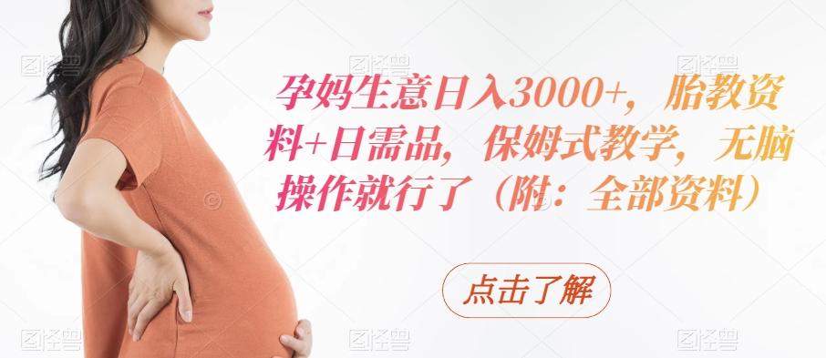 孕妈生意日入3000+，胎教资料+日需品，保姆式教学，无脑操作就行了（附：全部资料）-AI网创