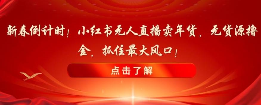 新春倒计时！小红书无人直播卖年货，无货源撸金，抓住最大风口【揭秘】-AI网创