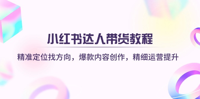 小红书达人带货教程：精准定位找方向，爆款内容创作，精细运营提升-AI网创