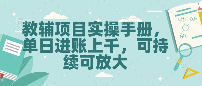 教辅项目实操手册，单日进账上千，可持续可放大-AI网创