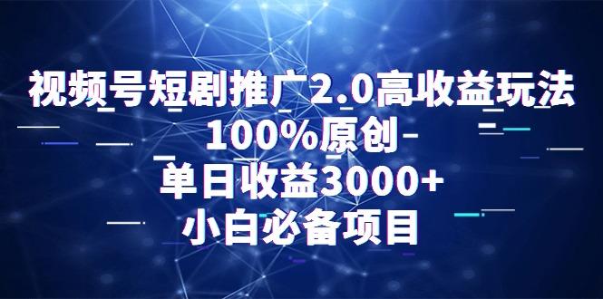 视频号短剧推广2.0高收益玩法，100%原创，单日收益3000+，小白必备项目-AI网创