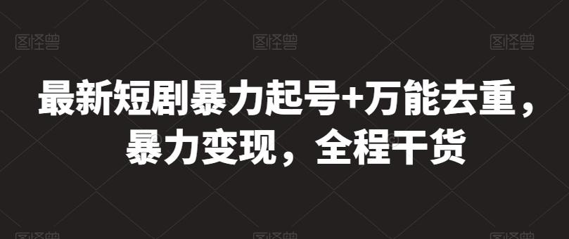 最新短剧暴力起号+万能去重，暴力变现，全程干货【揭秘】-AI网创