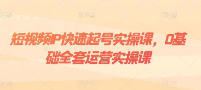 短视频IP快速起号实操课，0基础全套运营实操课，爆款内容设计+粉丝运营+内容变现-AI网创