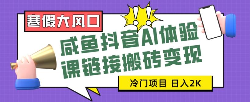 寒假大风口咸鱼抖音AI体验课链接搬砖变现，全网首发冷门项目，小白可日入2K+【揭秘】-AI网创