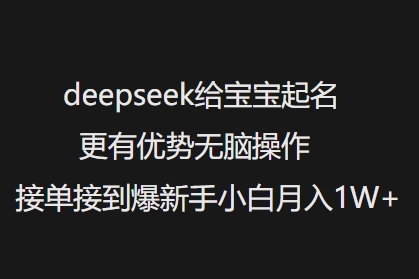 deepseek给宝宝起名更有优势无脑操作接单接到爆新手小白月入1W+-AI网创