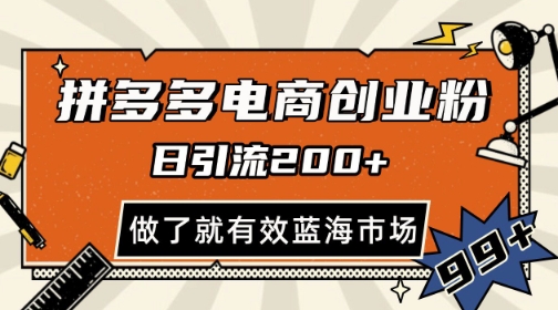 拼多多引流电商创业粉，日引200+，可矩阵放大，做了就有效【揭秘】-AI网创