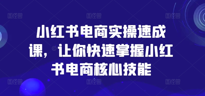 小红书电商实操速成课，让你快速掌握小红书电商核心技能-AI网创