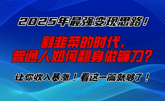 2025年最强变现思路，割韭菜的时代， 普通人如何翻身做镰刀？【揭秘】-AI网创