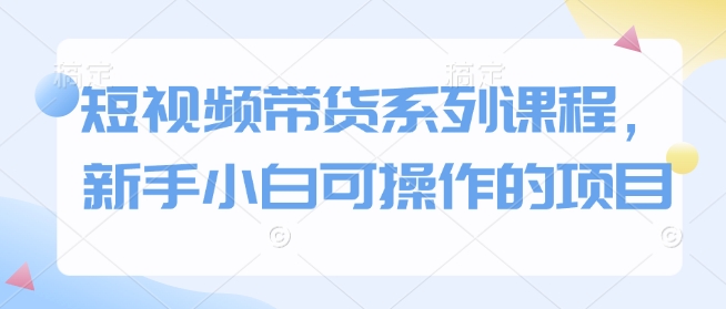 短视频带货系列课程，新手小白可操作的项目-AI网创