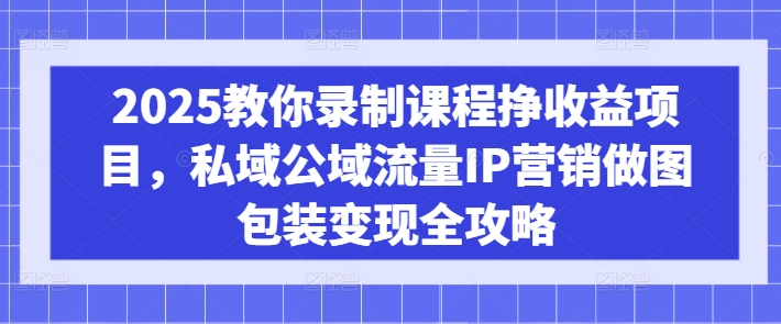 2025教你录制课程挣收益项目，私域公域流量IP营销做图包装变现全攻略-AI网创