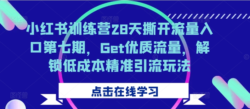 小红书训练营28天撕开流量入口第七期，Get优质流量，解锁低成本精准引流玩法-AI网创